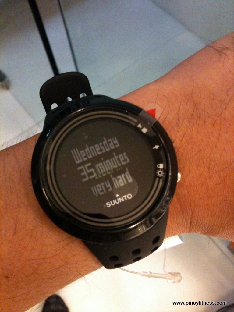 trying on the Suunto M5 HRM