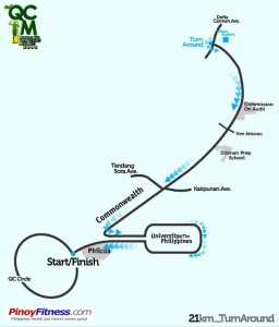 QCIM2 21K Turnaround Race Map