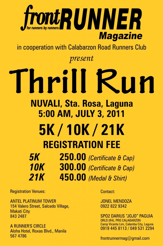 front RUNNER MAGAZINE Thrill Run 2011