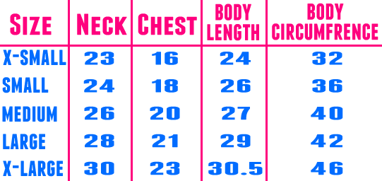 Color Manila Size Chart