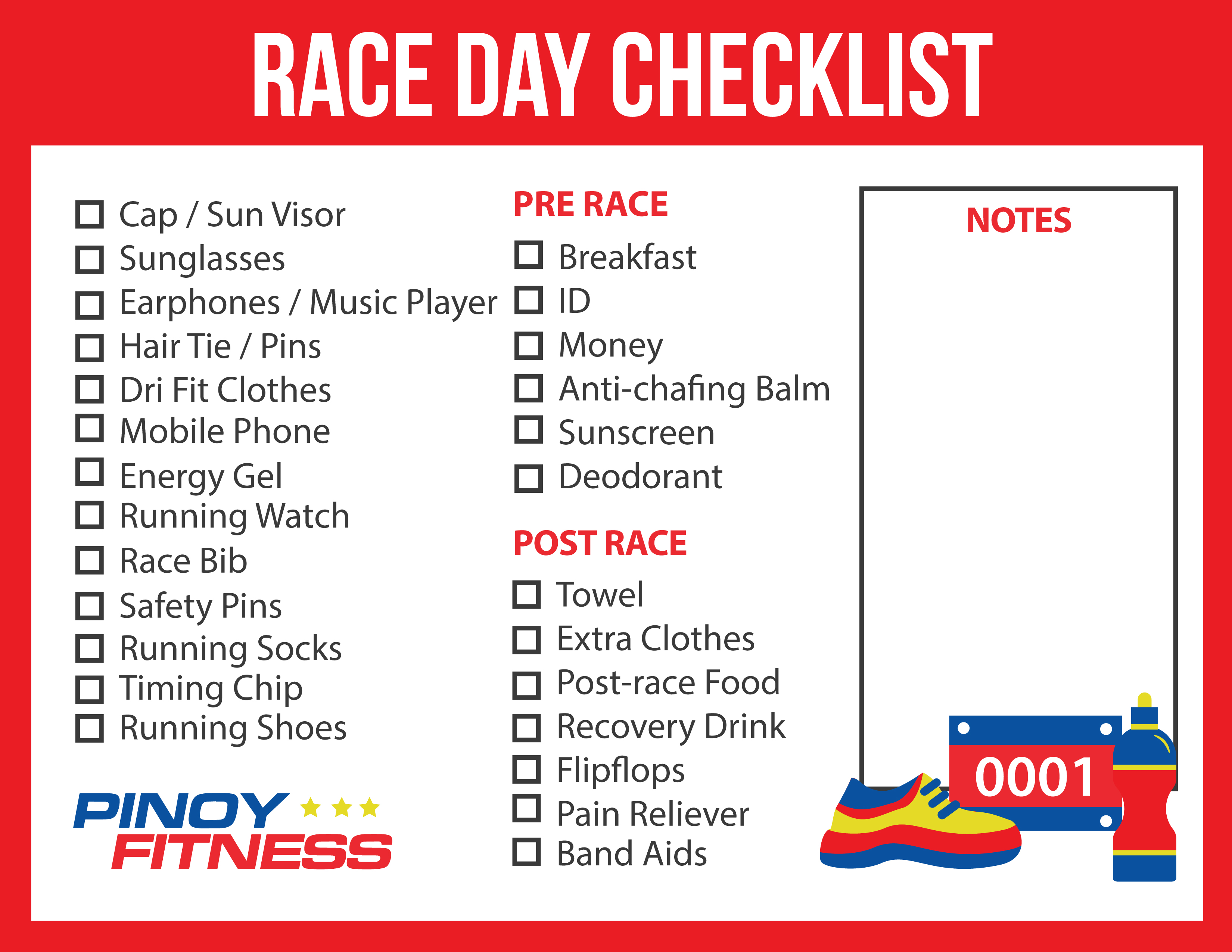 Pinoy Fitness Race Day Checklist Pinoy Fitness