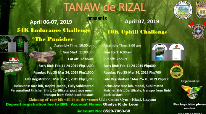 Tanaw de Rizal 54K Endurance Challenge & 10K Uphill Challenge 2019