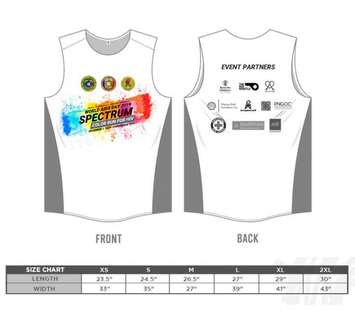 Color Run Shirt Size Chart