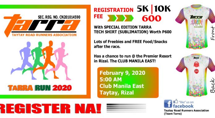 TaRRA Fun Run 2020 in Taytay Rizal