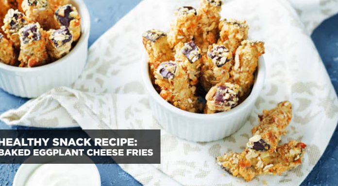 Healthy Snack Recipe: Baked eggplant cheese fries
