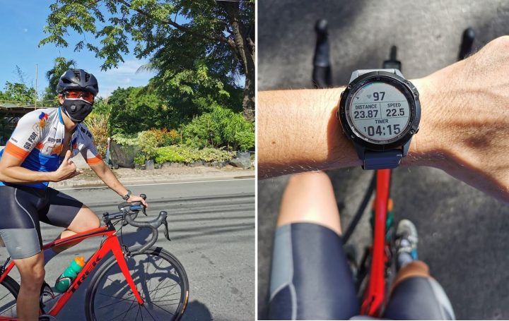 Photo of National Athlete for Triathlon Nikko Huelgas, wearing his Garmin smartwatch during training