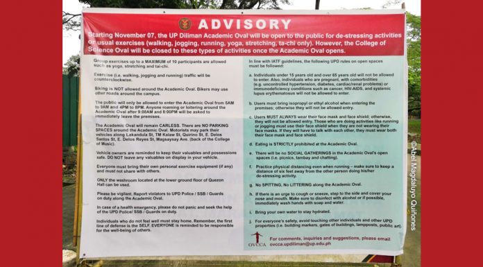 UP Academic Oval now open for runners and other fitness activities