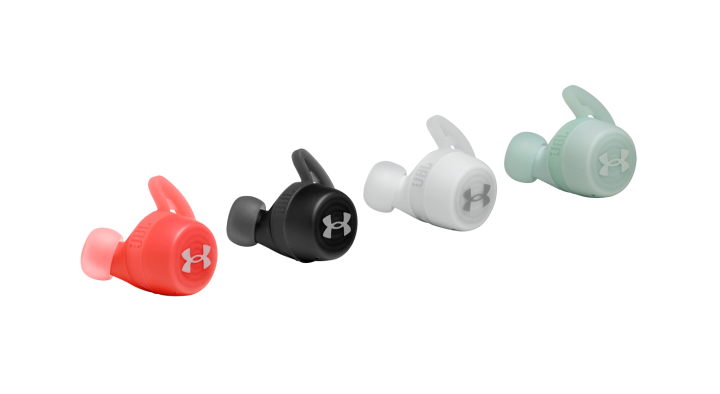sports in-ear headphones red black white and green
