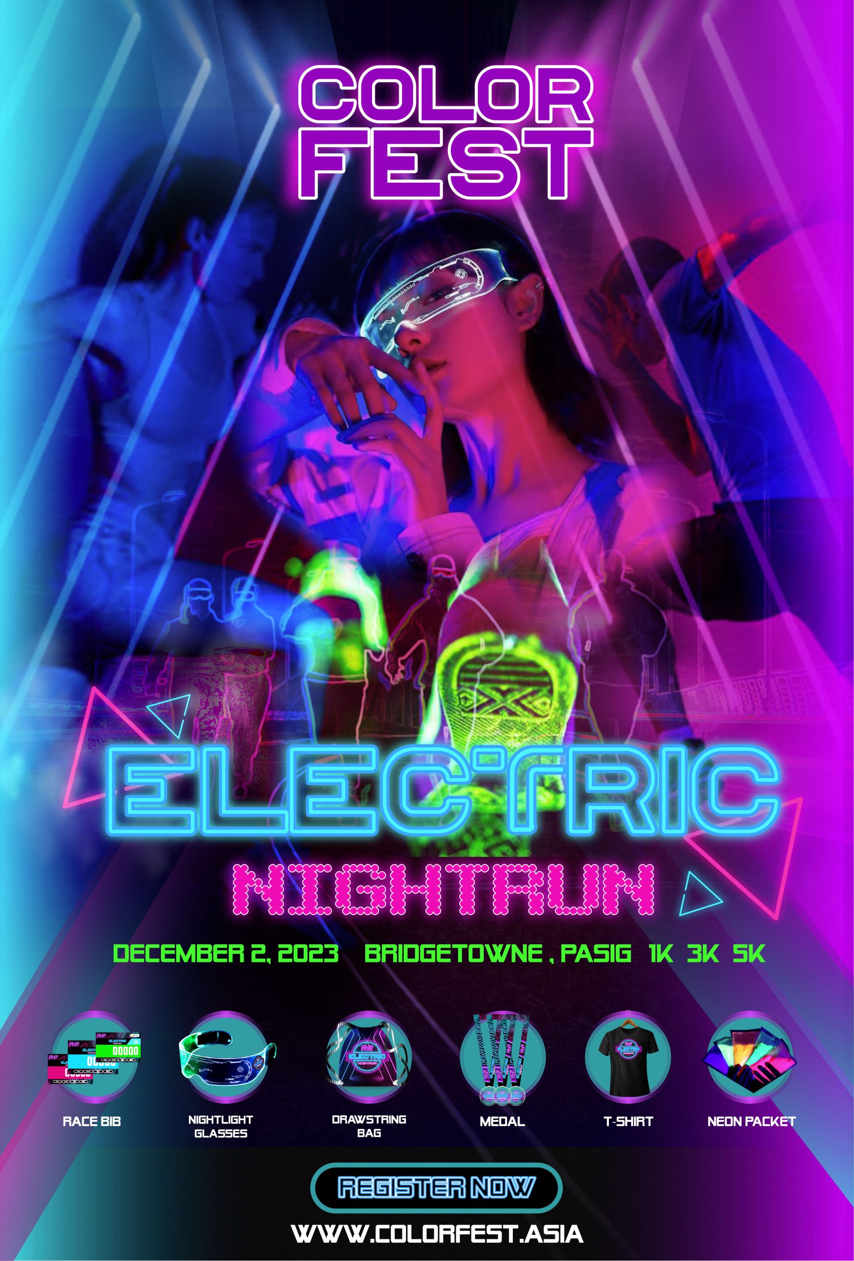 ColorFest Electric Night Run 2023 in Bridgetowne Pasig Pinoy Fitness